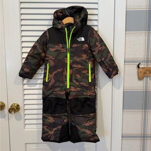 The North Face Black Snowsuit with Neon Details